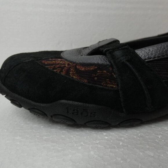 Taos Women's 7 Black Suede Slip On Loafers Arch Support Floral Detail - Picture 6 of 9